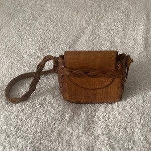 Boho Vintage 70's  Tooled Leather Shoulder Bag